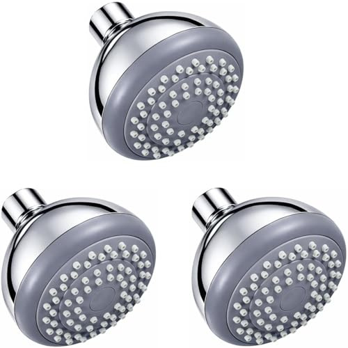Daloual - 3x Duschkopf Ø 80 mm – Antikalk Kopfbrause mit Kugelgelenk – Verchromter ABS Brausekopf – 1/2 Zoll Universal – Ideal für Fitnessstudio, Hotel, Camping & Outdoor-Duschen