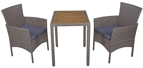 DELUKE Balkonmöbel-Set TRINE 3-TLG. - Akazie, Braun | Balkon-Set Gartenmöbel-Set Sitzgruppe für Balkon Balkonstuhl Balkontisch