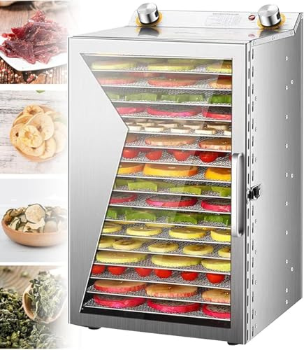 FHRKA Déshydrateur Alimentaire Commercial de Grande capacité, 18 Plateaux en Acier Inoxydable, Robot culinaire, minuterie de 12 Heures et température maximale de 194 °F (90 °C).