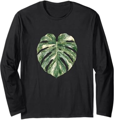 Monstera Thai Constellation – Botanical Watercolor Leaf Art Long Sleeve T-Shirt