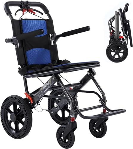 SXSLTSA Vikbar lätt rullstol, extra smal rullstol för hemmet och när du är på språng, rullstolar med stötdämpning, reserullstol, transportrullstolar, sätesbredd 40 cm, aluminium