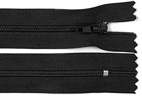 Schnoschi 1 Stück 35 cm Langer Spiralreißverschluss, Nicht teilbar, schwarz, 3mm Laufschiene Reißverschluss