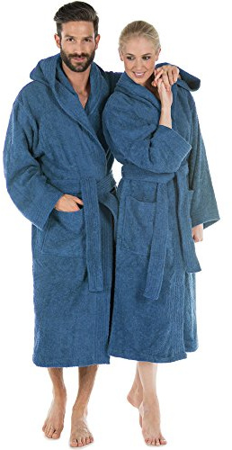 CelinaTex S-XXXL Bademantel Kapuze oder Schalkragen Uni lang aufgesetzte Taschen Damen Herren Unisex warm Frottee Baumwolle OEKO-TEX