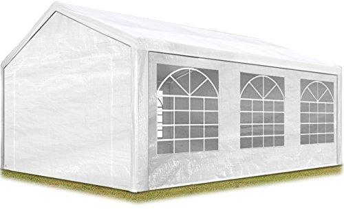 TOOLPORT Tente de réception 3x6 m pavillon Blanc bâche PE 350 N imperméable Tente de Jardin