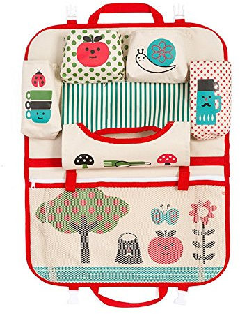 DoMyfit Organiseur de siège de voiture pour accessoires de voyage de bébé et enfants Sac de rangement à suspendre Protection de l’arrière du siège