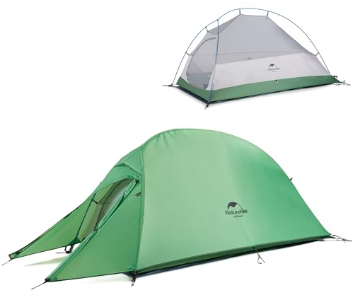 Naturehike Cloud up 1 Zelt Ultraleichte Zelt 1 Person Einzelzelt 1 Mann Zelt für 4 Jahreszeiten Zelt Camping Zelt (210T Grün Upgrade)