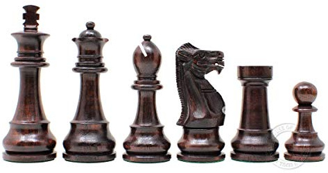 House of Chess - Tournament Chess Set Pieces - Unique Staunton Ringy Rosewood/Boxwood Chess Pieces - King Height: 3.75 (95 mm) - 2 Extra Queens - Weighted