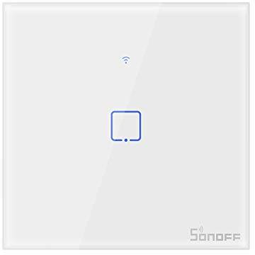SONOFF Smart Light Switch, WiFi Smart Touch Switch Smart Wall Light Switch Works with Alexa and Google Home, APP Remote Control, Neutral Wire Required, White, 1 Gang, T0UK1C