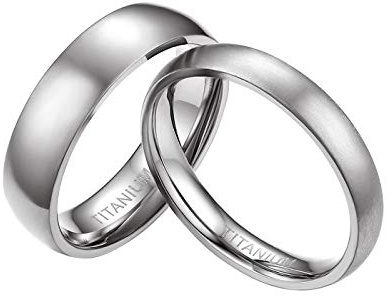 Mabohity Damen-Ring Titan-Ring Titanium 4mm Breit Poliert Gewölbt Ehering Verlobungsring Freundschaftsring Partnerring Paar Ringe, Silber, Größe 62