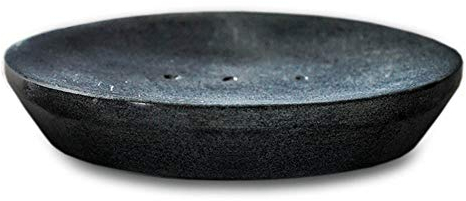 Indus Lifespace Jabonera de piedra india hecha a mano, jabonera gris, accesorios de baño para fregadero, bañera o ducha, 12,7 cm x 10,16 cm