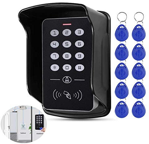LUCINE 1000 Users RFID Keypad, Door Lock Access Controller, Stand-alone Access Reader, 125KHz ID Door Opener, PIN Code, with Rainproof Cover and 10pcs Proximity Cards