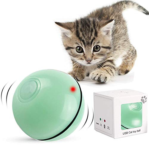 Giocattolo interattivo per gatti, palla auto-rotante a 360 gradi, ricarica USB giocattolo esercizio a LED, palle interattive automatiche rotanti per gattini di gattino che prendono e divertenti (verde