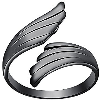 Marlogendo Wunderschöne Damen-Fußringe aus 925er Sterlingsilber, 14 Karat schwarz vergoldet, Engelsflügel, offener Zehenring, hochwertige Spiegeloberfläche, klassischer Schmuck