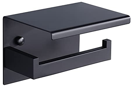 Aikzik Toilettenpapierhalter Ohne Bohren, Selbstklebend Toilettenpapierrollenhalter Edelstahl Klopapierhalter Wc Halter Rollenhalter Klorollenhalter Papierhalter für Küche und Badzimmer, Schwarz