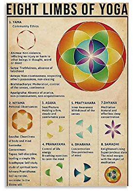 SMWY Vintage-Poster DYJ Rerto Acht Limbs of Yoga, Yama Niyama Asana Dhyana, Leinwand-Kunstdruck, Wandkunst, Bild, Druck, moderne Familie, Schlafzimmer, Dekoration, Poster, 30 x 45 cm