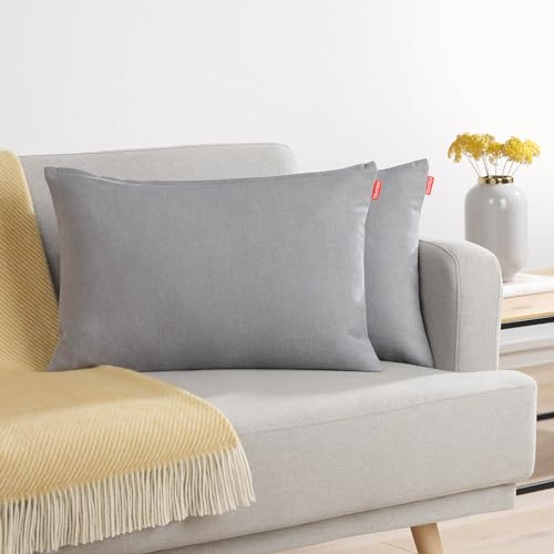 Blumtal 2er Set Kissenbezug 30x50 grau - kuschelige Chenille Kissenbezüge mit verstecktem Reißverschluss, Oekotex Zertifizierte Kissenhülle für Deko-Kissen Sofakissen Polster & Zierkissen