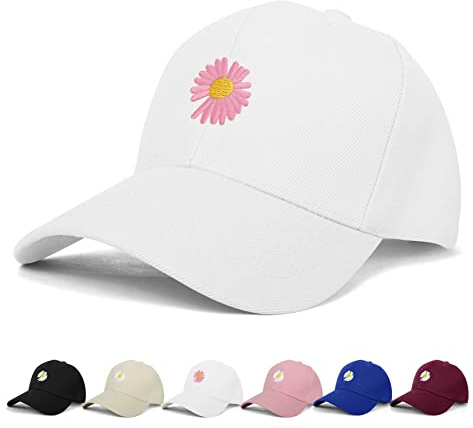 BLURBE Ladies Baseball Caps - Baseball Cap for Women, Daisy Adjustable Ladies Baseball Caps for Womens Casual Summer Outdoor Sports Dad Peaked Sun Cap