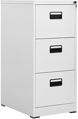 Aktenschrank Werkzeugschrank aus Metall abschließbar inkl. 3 Schubladen, Metallschrank Stahlschrank Werkzeugschrank Blechschrank Schrank Büroschrank, 46x62x102,5 cm Stahl