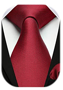 HISDERN Herren Krawatte Hochzeit Rot Plaid Krawatten Taschentuch Blumen Elegant Klassisch Krawatte & Einstecktuch Set