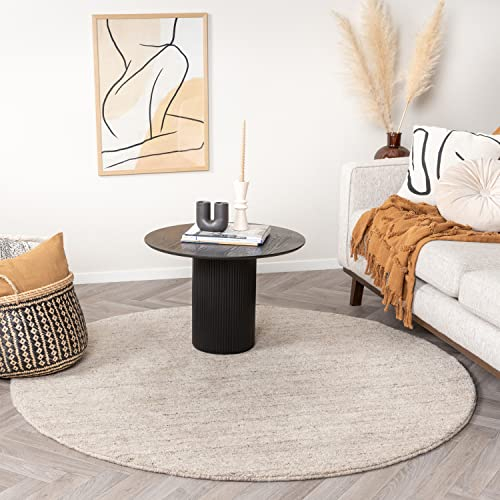 FRAAI | Home & Living Berberteppich Rund - Aicha Taupe - Wolle, Viskose - Flachgewebe - Einfarbig - Modern, Skandinavisch - Wohnzimmer, Esszimmer, Schlafzimmer - Carpet
