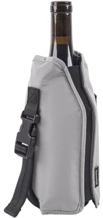 ThermoFlask Wine Bottle Ice Jacket - Wine Bottle Holder with Adjustable Buckle & Strap - Temp-Lock Wine Carrier - Wine Carrier for Travel - Wine Accessory for Brunch, Christmas, Parties & More - Grey