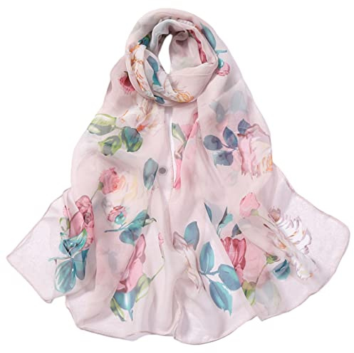 FAIRYGATE Oversized Scarves Ladies Floral Chiffon Scarf Chiffon Flower Scarf Womens Lightweight Large Wrap Scarf A5214
