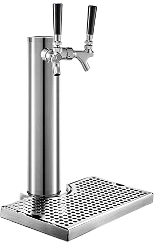 YJSG Kegerator Tower,Stainless Steel Beer Tower,Beer Tower,Double Tap Draft Beer Kegerator Tower,Stainless Steel Double Faucet Draft Beer Tower for Home Brewing