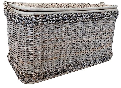 Cesto Baule Portabiancheria Rattan Vimini con fodera cm 68x37xH40