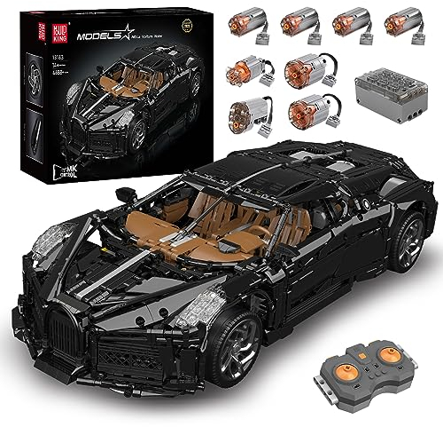 Mould King 13163 Technik für Chiron Modellauto-APP Ferngesteuert elektrisch Bausatz im Maßstab 1:8 Super-Sportwagen, Technologie Mechanische Gruppe Auto Klemmbausteine Bausatz (3599 Teile)