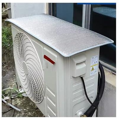 BBAUER Tarp, Air Conditioner Outdoor Unit Dust Cover Air Conditioner Top Cover No Cover Water Proof Heat Insulation Rain Shelter (Color : Silver, Size : 145X45cm)