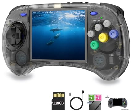 RG ARC-S - Consola de juegos de mano con pantalla IPS de 4 pulgadas, sistema Linux RK3566 64bit 5G WiFi Bluetooth 4.2 Reproductor de video retro con tarjeta de 128 GB + simulador 4541 juegos soporte