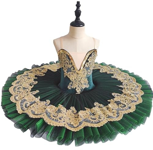 GeRRiT Kinder Ballett Professionelle Tutus Kinder Erwachsene Schwan See Pfannkuchen Tutu Frauen Mädchen Ballerina Kostüme Tanz Tutu Ballett,Grün,150