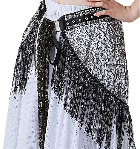ANNURA Bauchtanz-Rock, Bauchtanz-Hüfttuch, Bauchtanz-Gürtel for Damen, Hüfttuch, Bauchtanz-Kleidung, Kostümzubehör, Fransen-Wickelgürtel, Hüfttuch