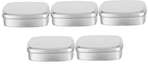 Beatifufu Aluminium Aufbewahrungsboxen Silber 150ml Rechteckige 5 Stück Bonbondose aus Metall mit Deckel Tropffest für Seife und Pillen für Küche und Outdoor Camping