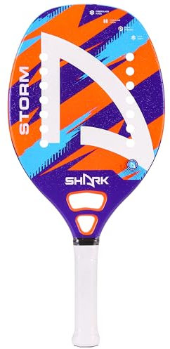 Shark Storm - Professional Beach Tennis Racket | Fiberglass Frame, EVA Soft Core | Beginner Level | Spin-Generating Micro-Granule Face Texture | Includes Cover