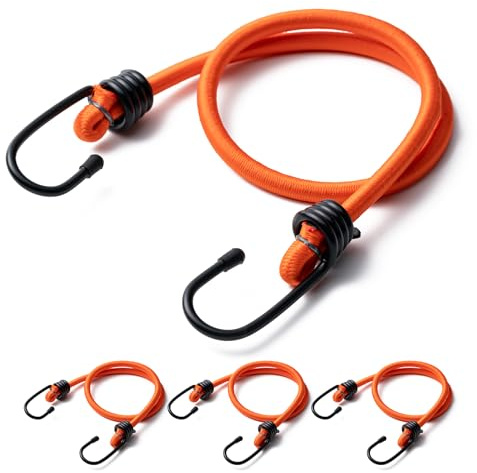 4Pcs 32inch Orange Bungee Cords with Hooks, Heavy Duty Elastic Bungee