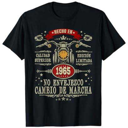 Hecho en 1965-61 Años Cumpleaños Moto Biker Hombre Motero Camiseta