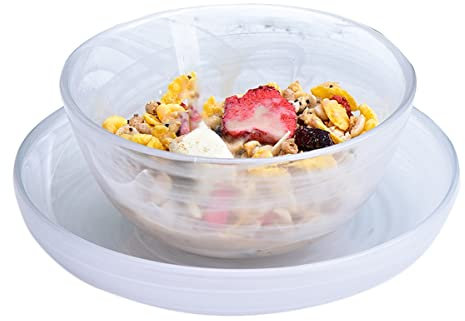QXSJEDYCH Glass Salad Bowl Dish Set,Round Shape Fruit Plate Dessert Bowl Serving Bowls for Kitchen Prep Fruit Pasta Soup Popcorn and Snack, Breakfast Tableware Plate