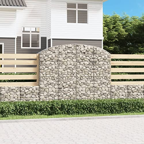 Xichuzi Gabione mit Hochbogen, Gabionenkörbe, Gabionen Hochbeet, Steinkorb, Gabionengitter, Kräuterspirale Für Garten, Drahtkorb Für Pflanzen, 200x50x160/180 cm Verzinktes Eisen