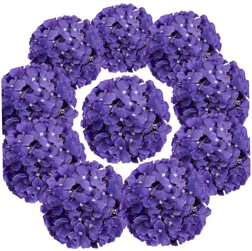 CAKEEYUM Hortensia Fleurs artificielles 10pcs 13 Pouces de Long Tige Fausse hortensias Hortensia réaliste Hortengea Fausse Fleurs d' pour la décoration, Le Mariage, l'engagement, la Maison Violette