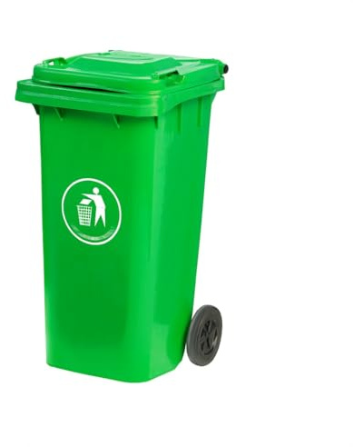 DUAS Outdoor Wheelie Bin Trash Can Large 100L & 120L EN840 Certified Rubbish Waste Dustbin with Lid, Rubber Wheels, and Steel Axle – Durable for Home Workplace and Commercial Use (Green, 120L)