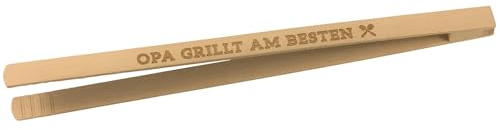Spruchreif · Grillzange aus Holz Opa grillt am besten · Grillbesteck mit Gravur & Motiv · Geschenk für Opa zum Grillen · 40 cm lang · BBQ Zubehör aus Holz