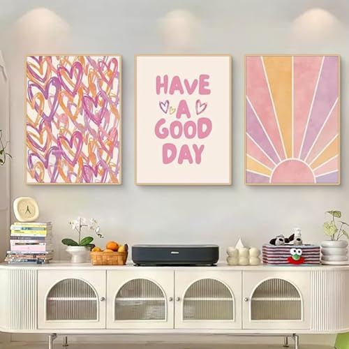 3er Aura Rosa Poster Set - Aesthetic Kunstdrucke & Moderne Inspirierende Zitate, Premium Bilder für Schlafzimmerwanddekoration (30x40 cm, #01)