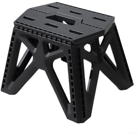 Robusto sgabello pieghevole da esterno, leggero, portatile, ad alta capacità di carico: 117,9 kg, per campeggio, pesca, giardino, cucina, bagno, ufficio (nero)