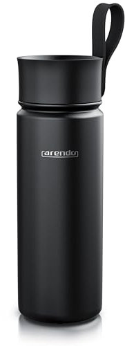 Arendo - Thermosflasche 550 ml Edelstahl - Thermoskanne doppelwandig – thermal flask - Trinkflasche mit Softgriff – auslaufsicher – Isolierbecher mit abnehmbarem Deckel - mattschwarz