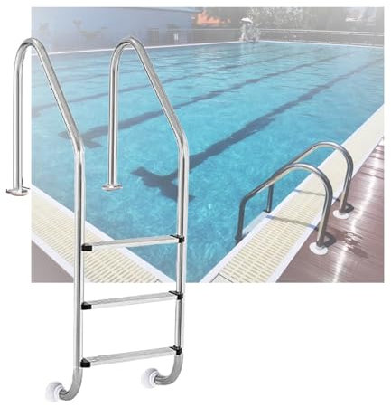 Swimming Pool Ladder, Heavy Duty Pool Step 2/3 Steps,Easy Climbing Pool Pedal Ladder for Water Park Fish Pond Outdoor Pool(3-Steps1.2mm)