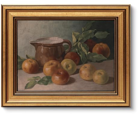 ARPEOTCY Gold Framed Vintage Wall Art for Living Room Harvest Apples Still Life Oil Painting Artwork Shelf Decor Picture Canvas Print Farmhouse Fruit Wall Decor Bedroom Kitchen Bathroom 25.5L x 20.5W
