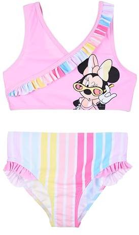 Disney Minnie Mouse Bikini para Niña, Diseño Arcoiris Bañador de Dos Piezas Verano Natación Infantil, Tallas 3 a 8 Años (FR/ES, Edad, 4 años, Regular, Rosa)