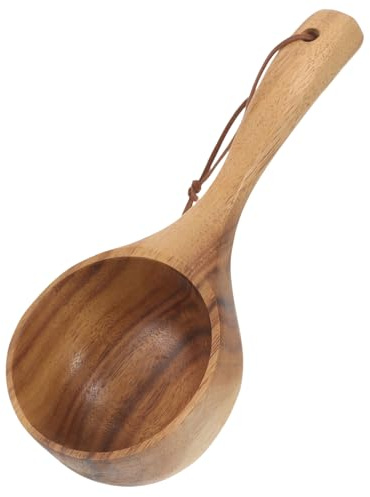 Holibanna Cucharón De Madera Para Agua De Baño Multifuncional, Capacidad Grande, Mango Reforzado, Práctico Para Sauna y Ducha, Uso Doméstico y Jardín