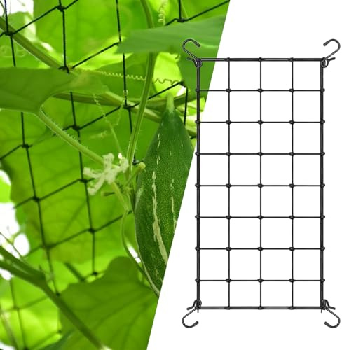 Red de enrejado de 60 x 90 cm, red de enrejado con 4 ganchos, red elástica para plantas trepadoras, balcón, jardín y patio, equipo de jardinería para tomates, uvas